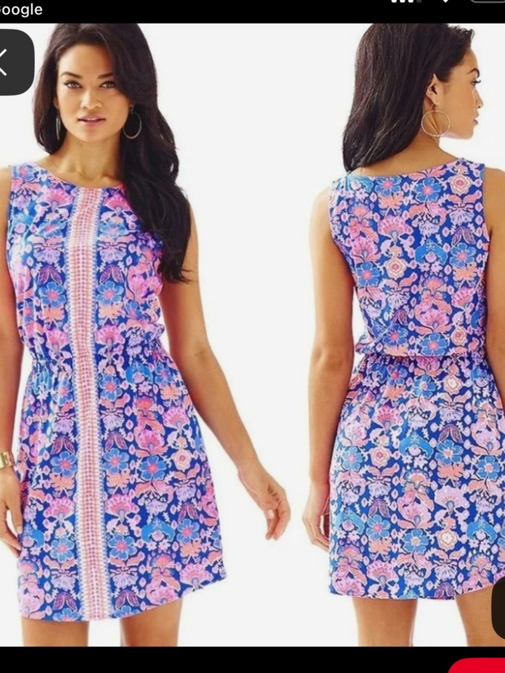 Lilly Pulitzer Blue and Pink Floral Sleeveless Shift Dress